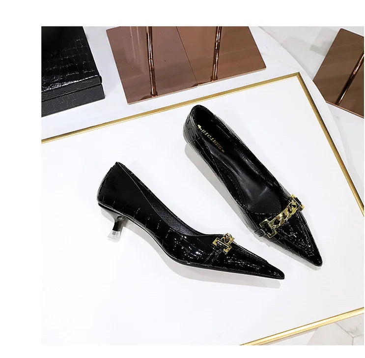 Patent Leather Stiletto Pumps - Professional Office Heels Available in 12 Colors