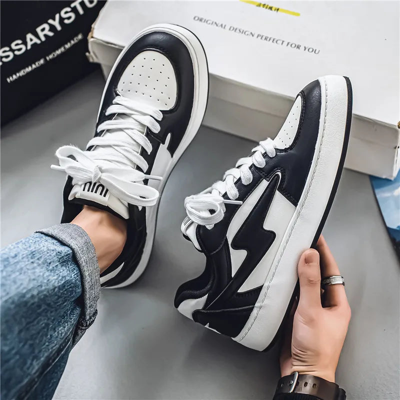 Men's Casual Sneakers Lightning Design Platform Skateboard Shoes Tennis Sports Shoes Outdoor Comfortable Vulcanized Sneakers
