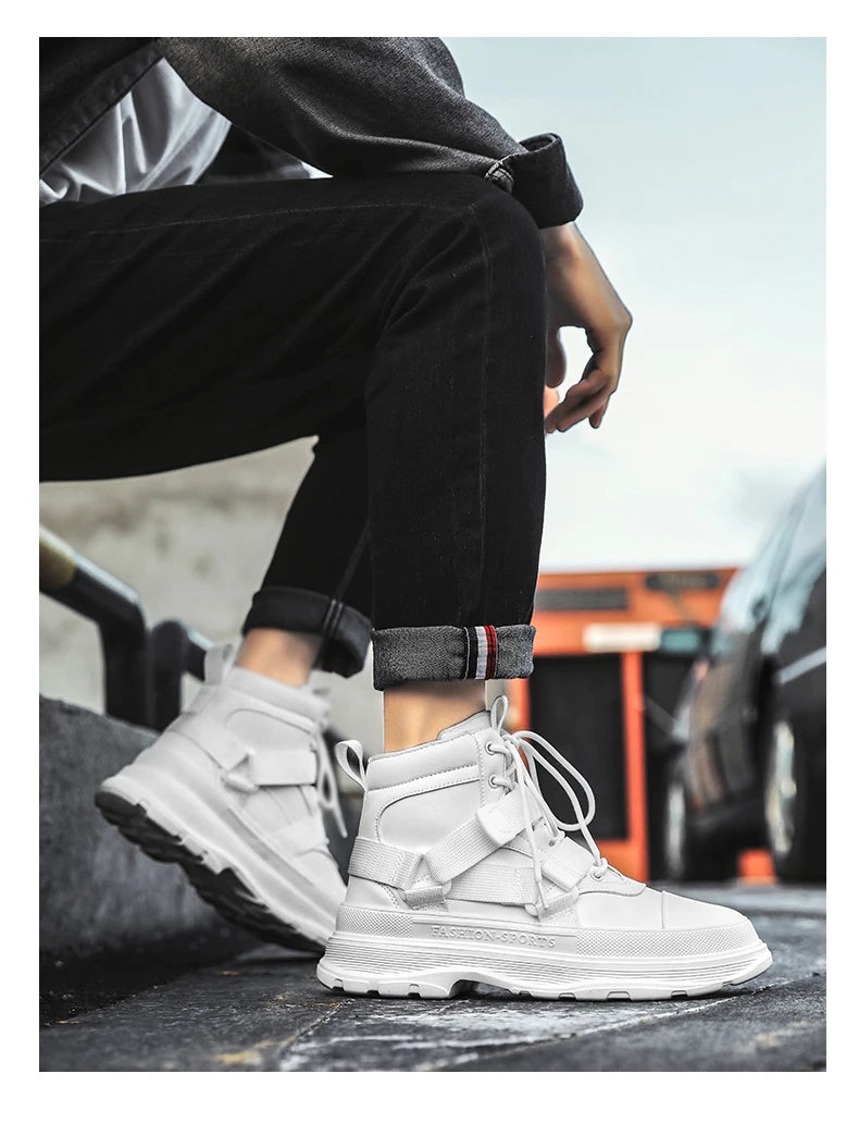 Men's High-Top Platform Sneakers - Casual Ankle Boots