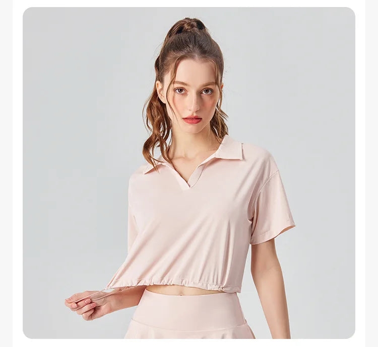 Women's Multi-Sport Athletic T-Shirt - Breathable Crop Top for Yoga & Tennis