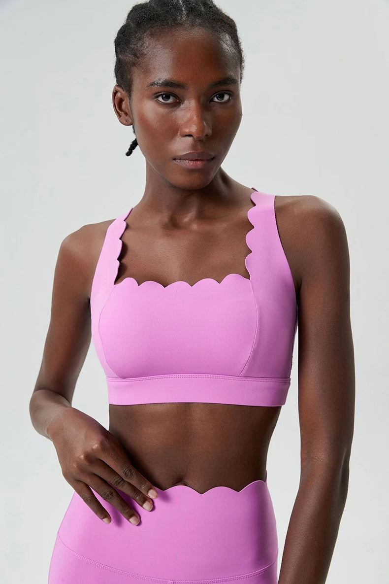Women's Buttery Soft Fitness Yoga Bra Square Neckline Gym Crop Back Sports Vest