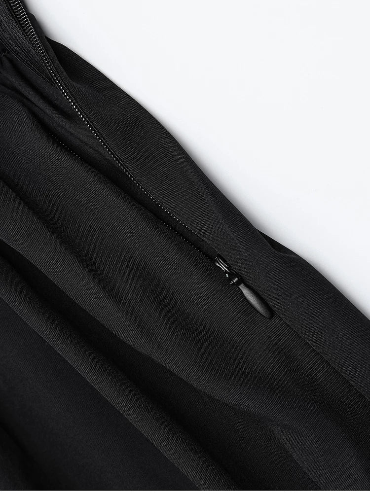 Elegant Summer Midi Dress Square Neck Sleeveless Backless Pleated A-line Dress