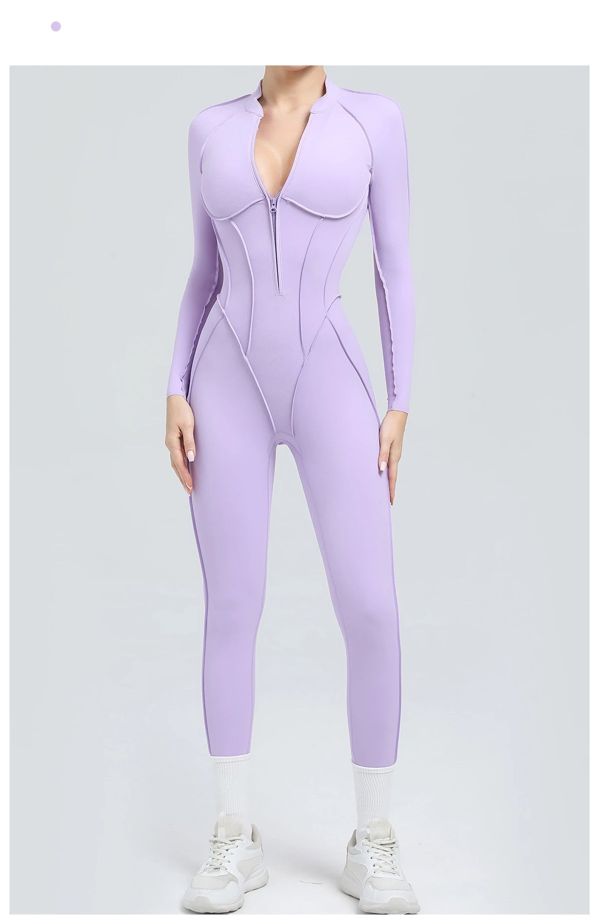 Nylon Jumpsuit - Yoga Fitness Bodysuit with Zipper