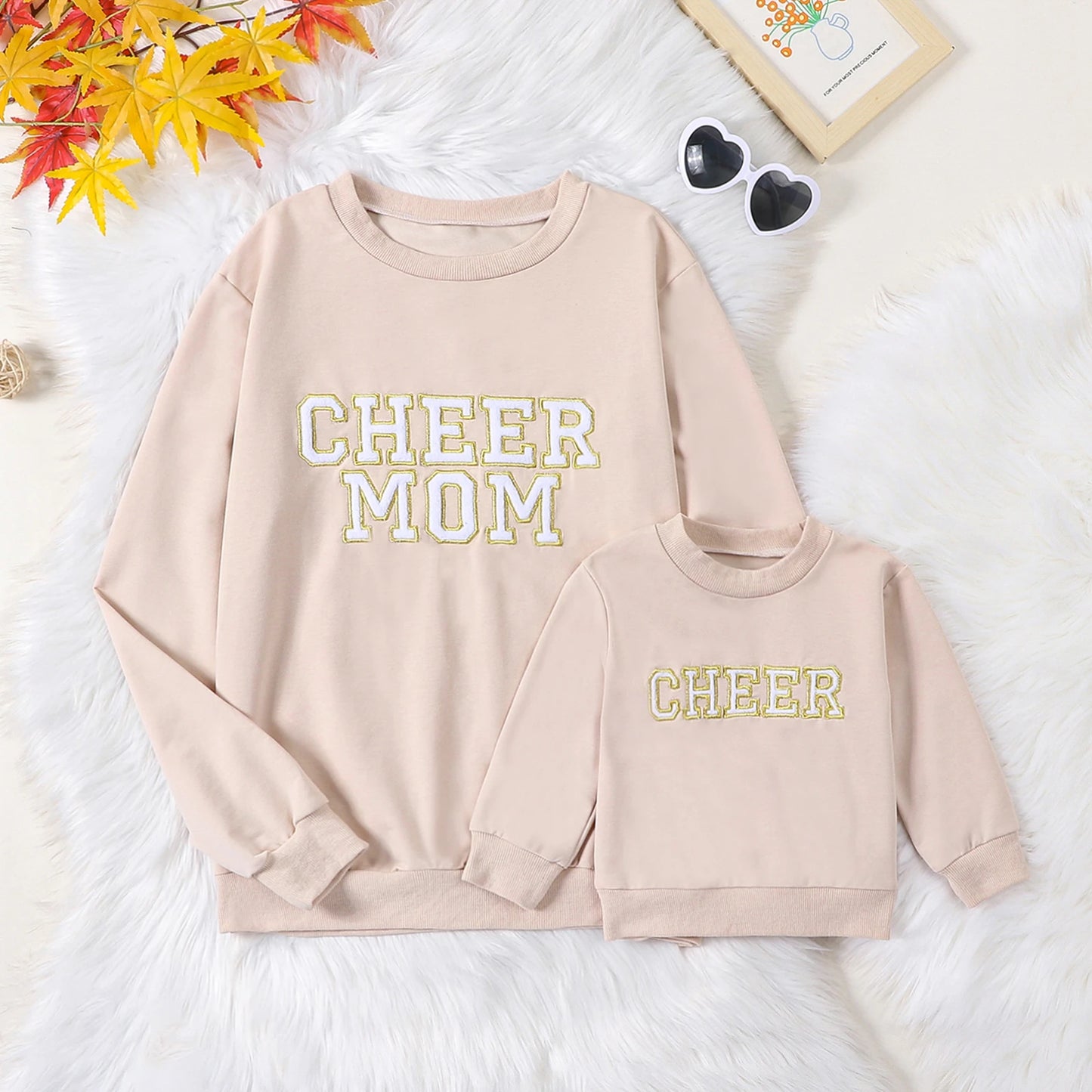 Mommy, Mummy and Child Family Matching Outfits Long Sleeve Letter Embroidery Pullover Sweatshirt Top 0-3Y