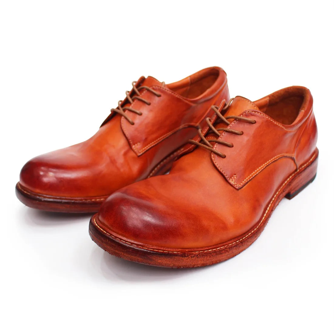 Men's Handmade Goodyear Sewn Comfortable Derby Formal Soft Leather Genuine Leather Round Toe Non-slip Casual Shoes