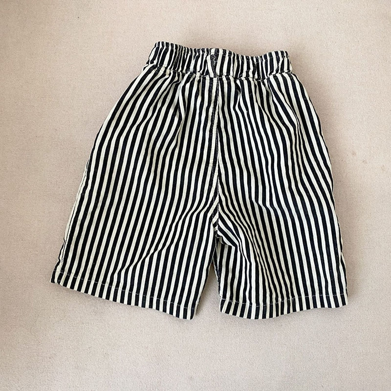 Kid's Children's  Stripe Corduroy Elastic Shorts