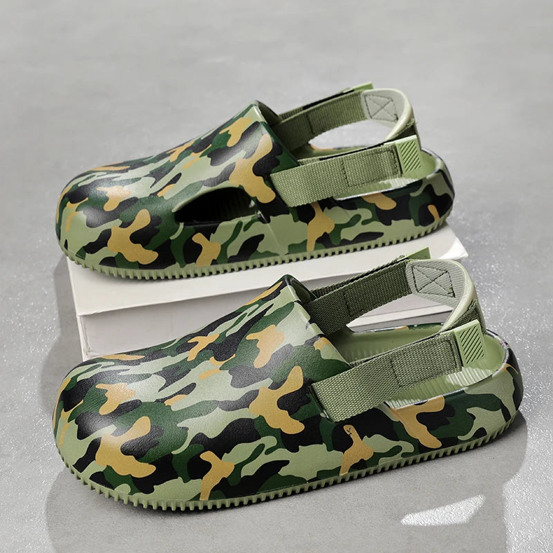Men's Summer Slippers Sandals Camouflage  Clogs Beach Slippers Flip Flop Casual Slides