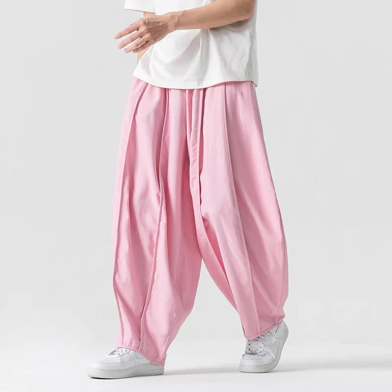 Men's Wide Leg Loose Harem Pants Unisex Casual Trousers