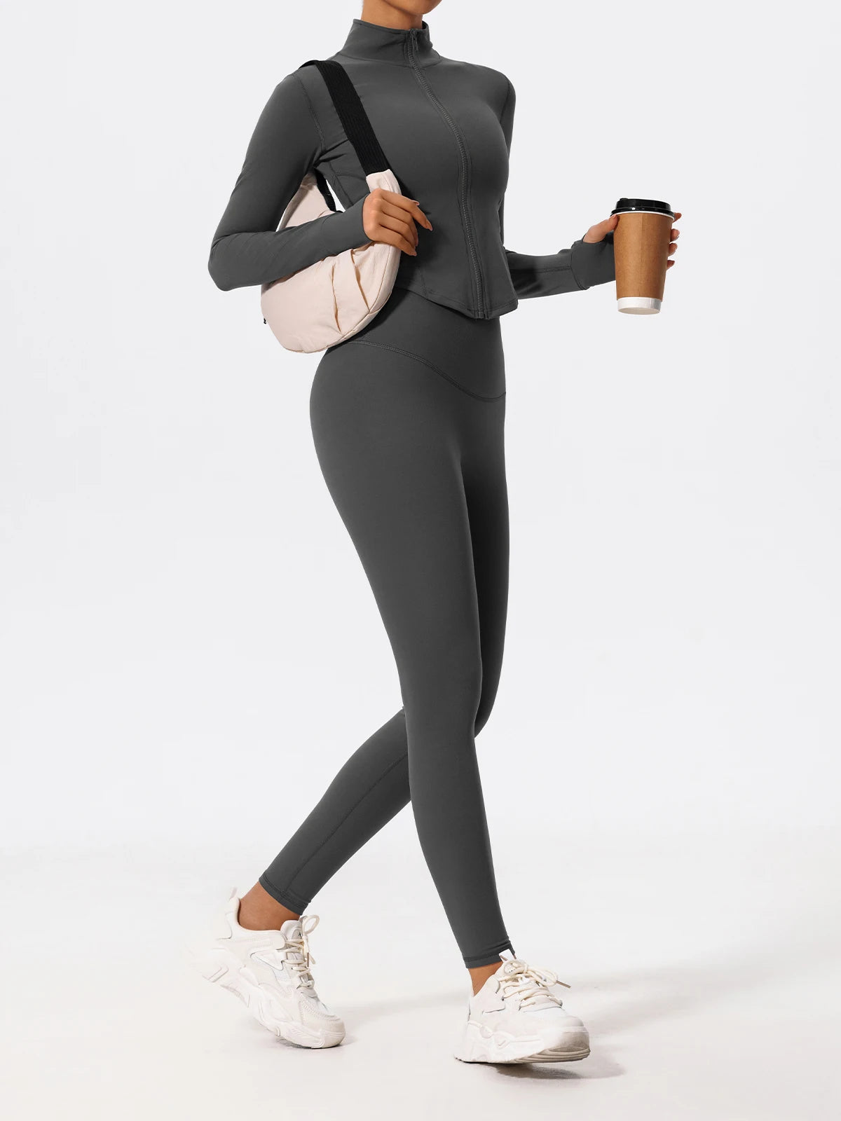 Ultra-Soft 2-Piece Gym Set - Long Sleeve Jacket & High Waist Leggings