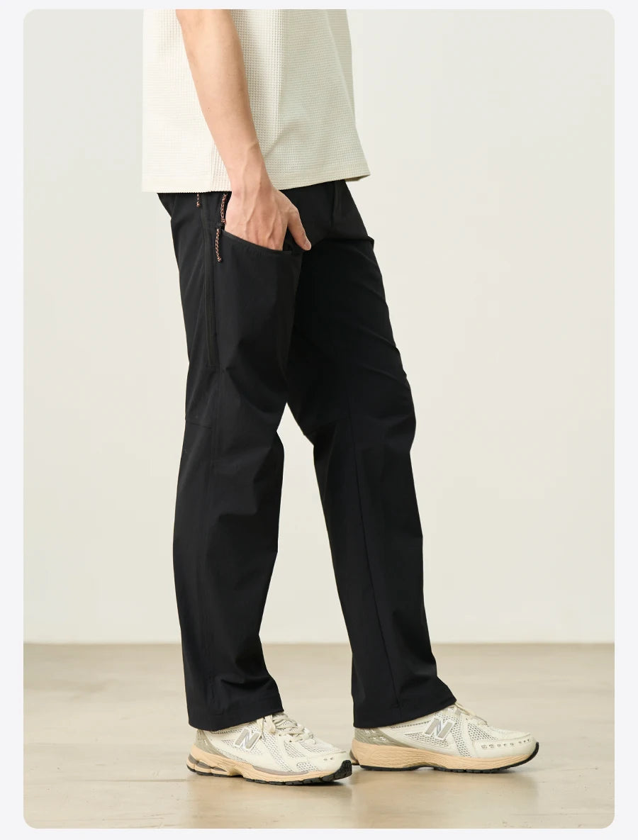 Men's Soft Shell Elastic Nylon Pants - 170gsm Loose Straight Trousers