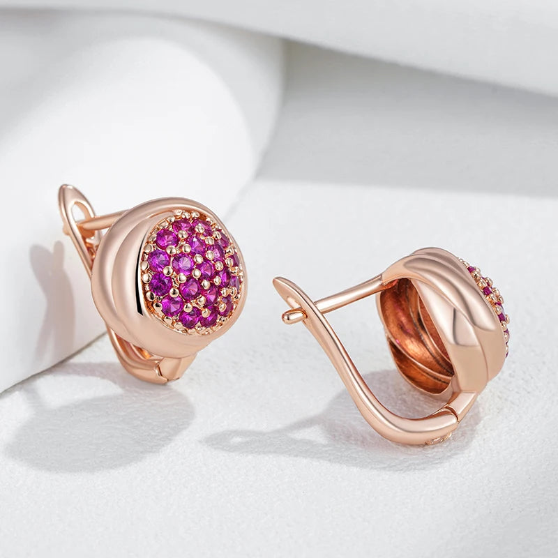 Shiny Red Zircon Drop Earrings - Rose Gold Bridal Jewellery