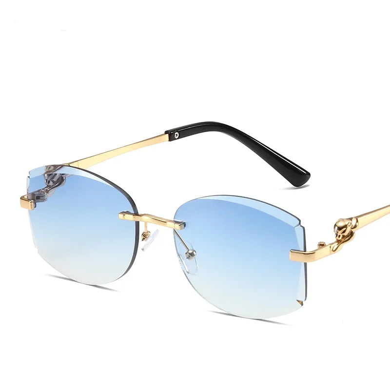 Women's Gradient Frameless Sunglasses - Cut Edge Metal Design