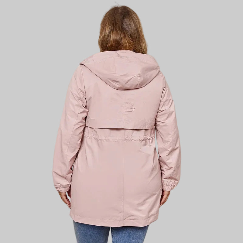 Women's Hooded Trench Coat - Plus Size Casual Windbreaker