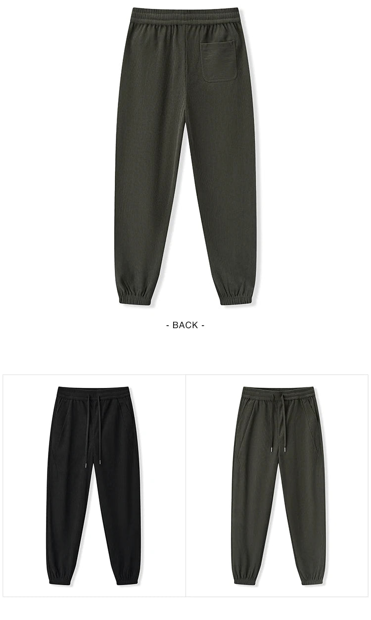 Men's Corduroy Jogger Pants - Loose Fit Textured Winter Streetwear Trousers
