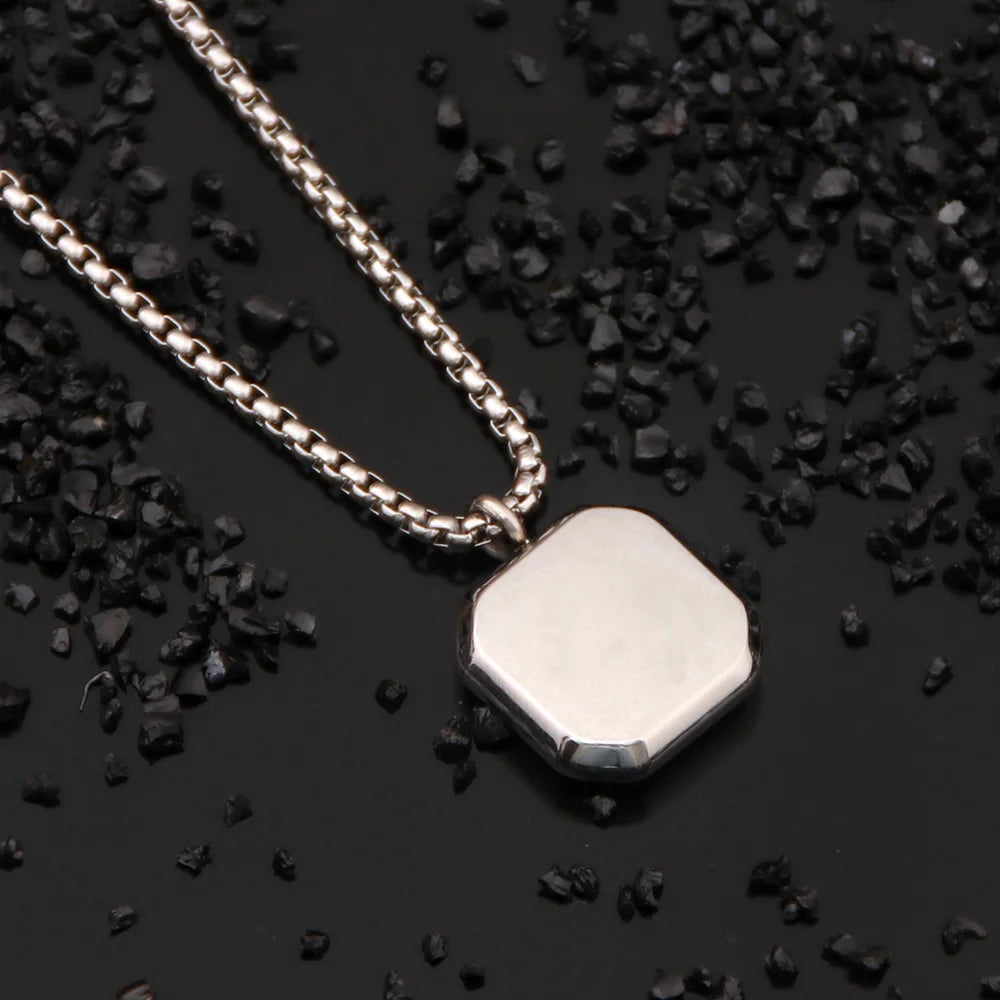 Geometric Square Polygon Pendant Necklace