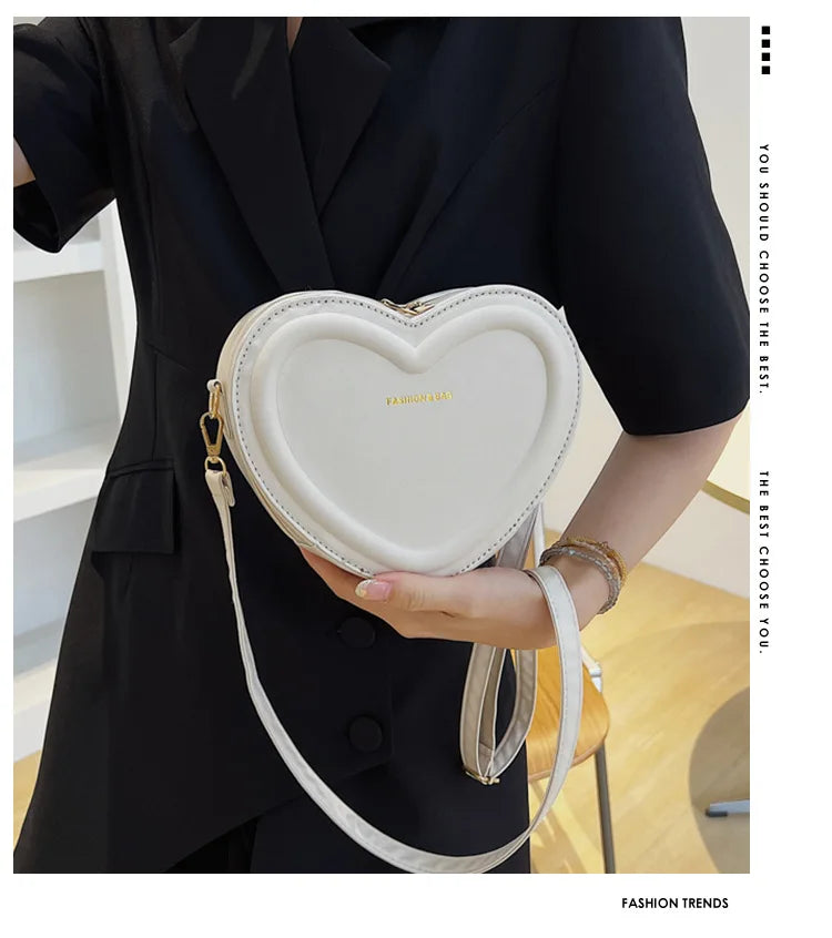 Women Heart Shape Crossbody  PU Leather Shoulder Handbag