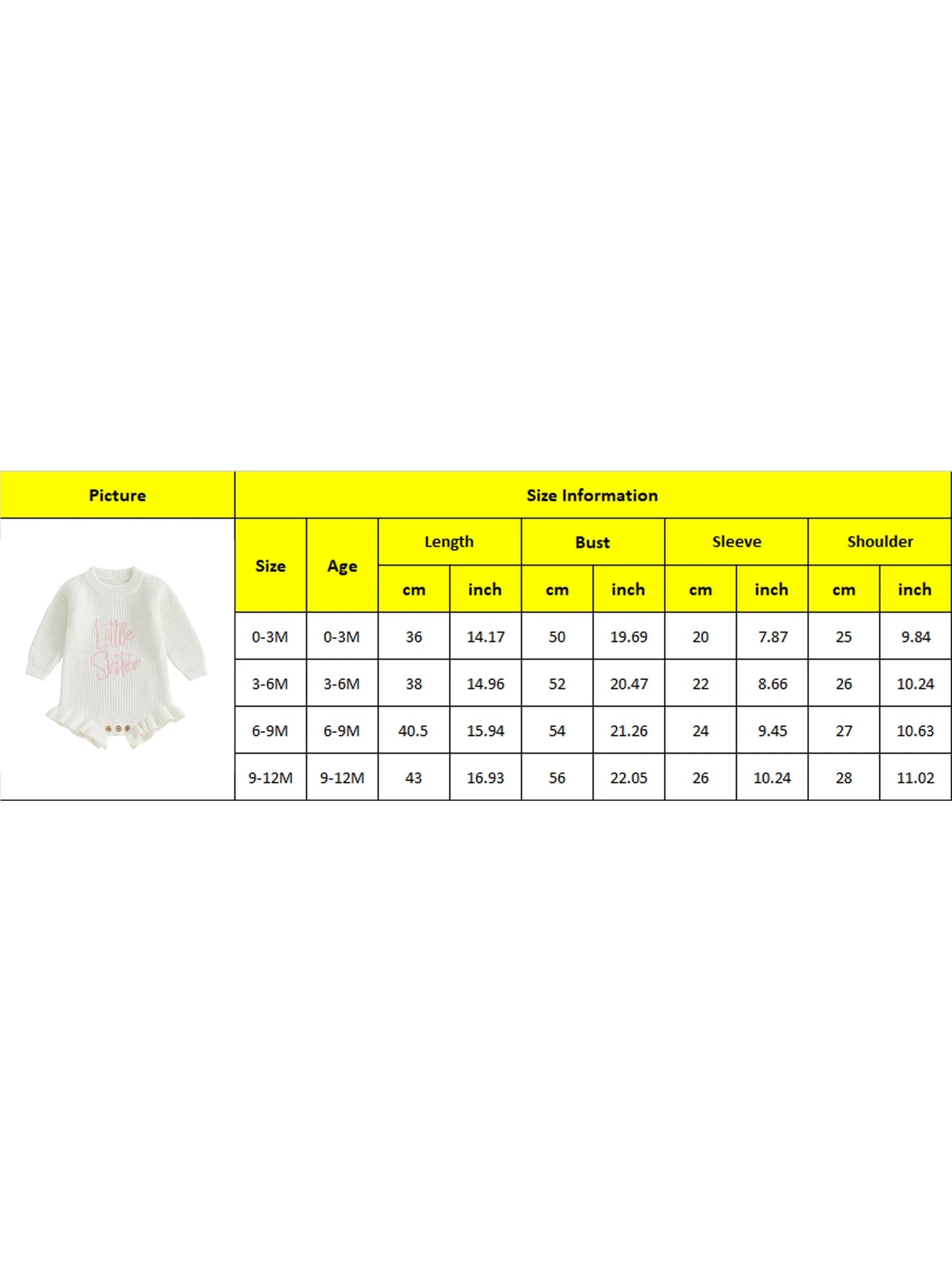 Letter Embroidery Long Sleeve Sweater Romper (0-12M)