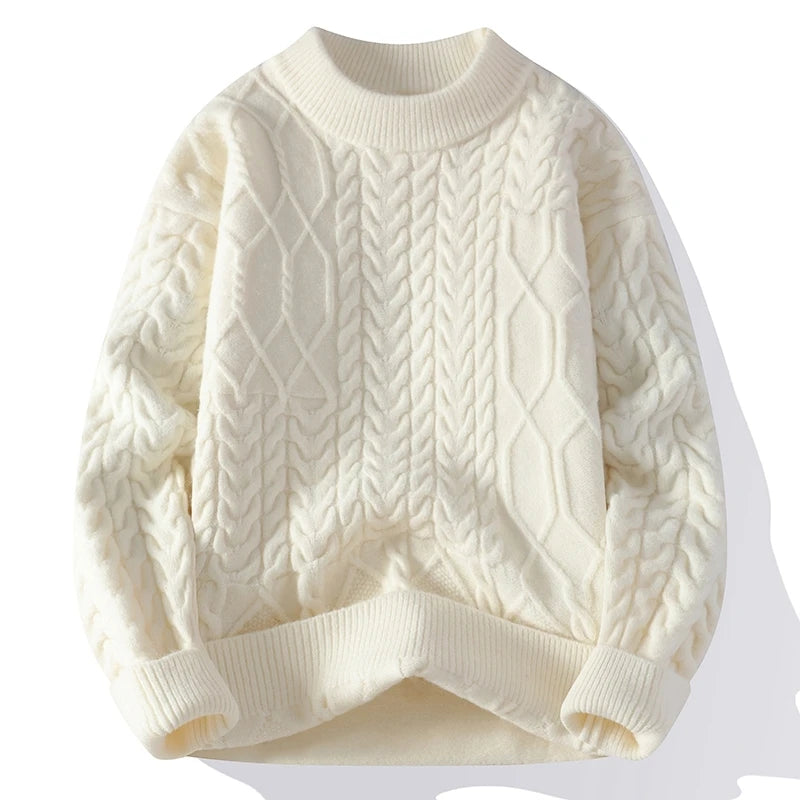 Autumn Winter Thick Round Neck Knit Sweater - Loose Fit Casual Pullover