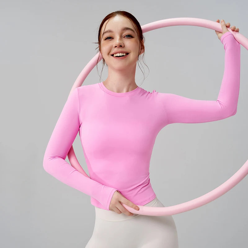 Long Sleeve Gym Top - High Elastic Breathable Yoga Fitness Workout T-Shirt