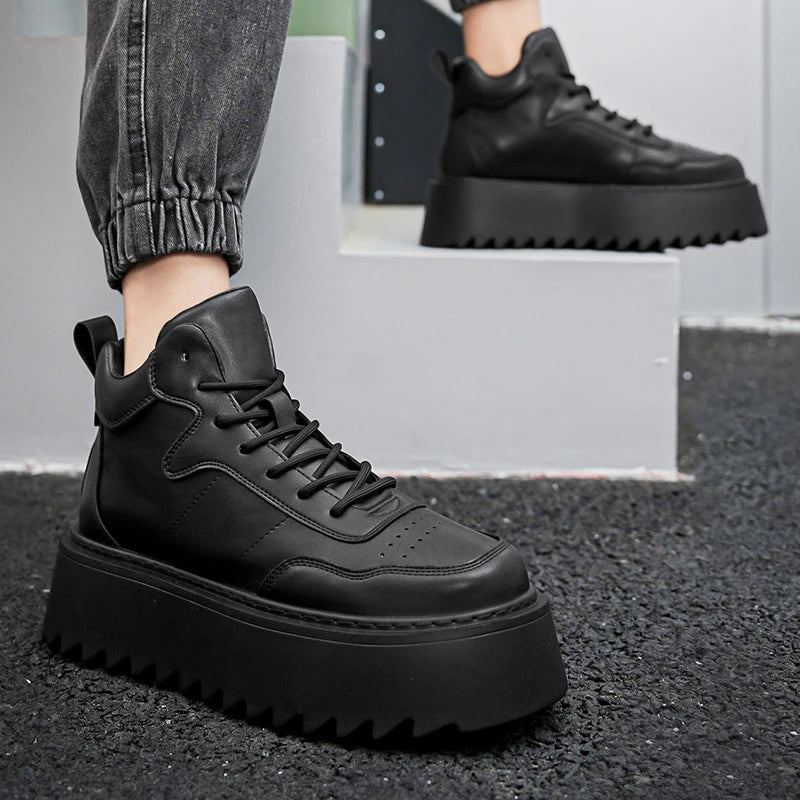 Men’s Casual Platform High Top Skateboard Vulcanized Sport Shoes Lace Up Sneakers
