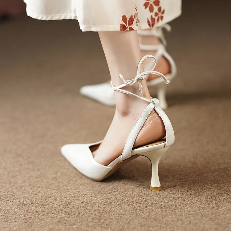 Women's Pointed Toe Rhinestone Wedding Sandals - Bowknot Pendant Pumps