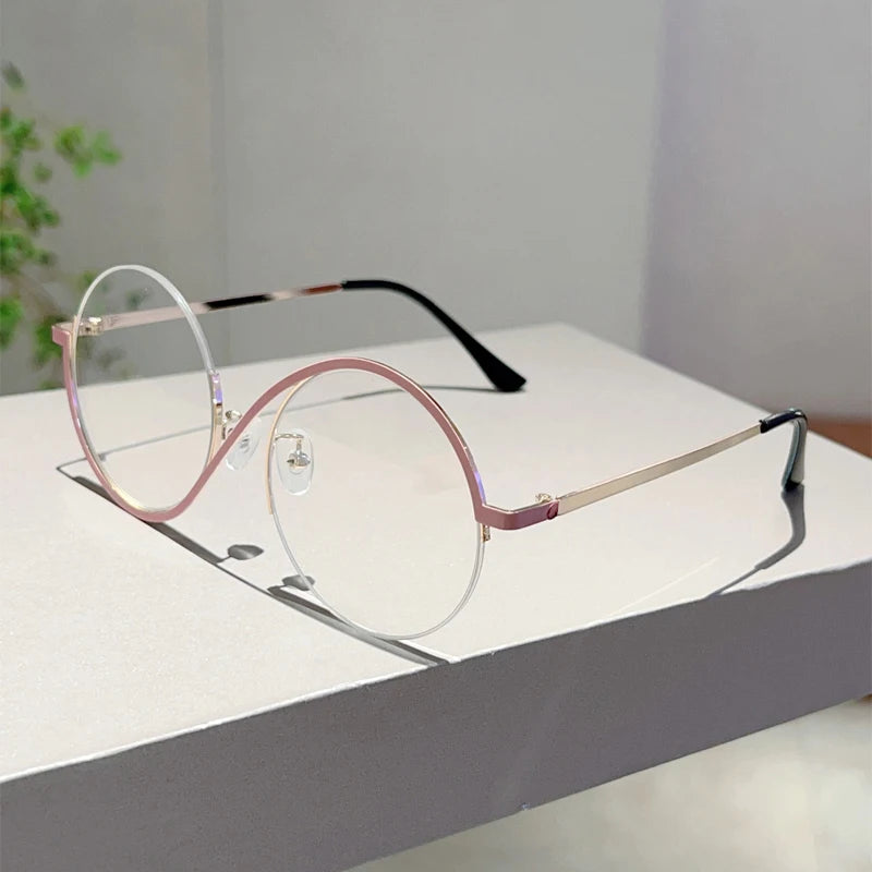 Women's Semi-Rimless Round Frame Fashion Eye Glasses
