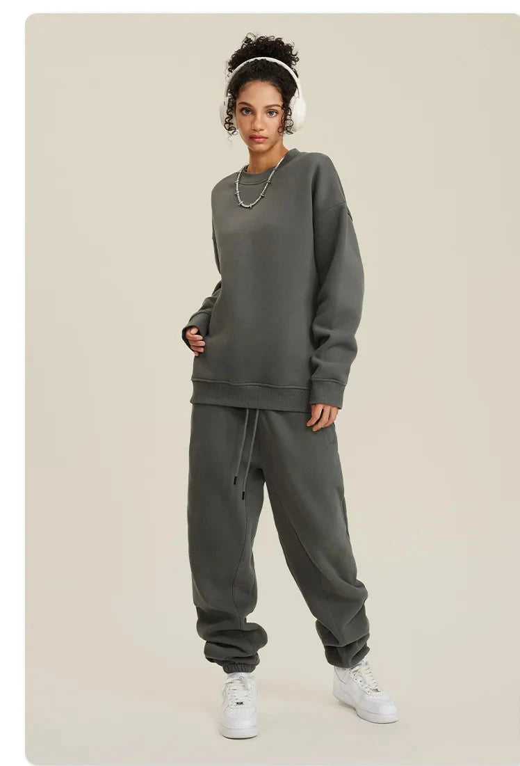 Unisex Round Neck Oversized Sweatshirt and Joggers Set