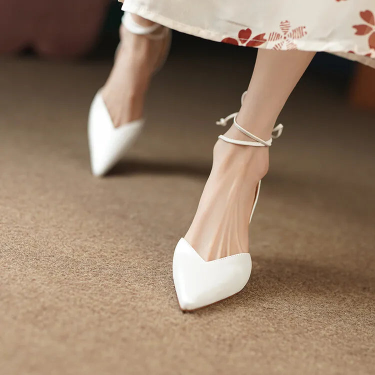 Women's Pointed Toe Rhinestone Wedding Sandals - Bowknot Pendant Pumps