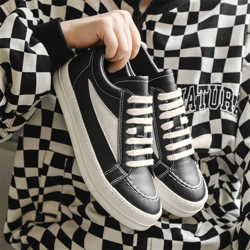 Men's Vulcanized Sneakers - Lace-Up Skateboarding Shoes