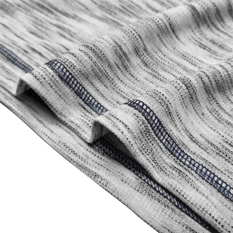 Men's Summer Henry Collar Patchwork Short Sleeve Casual Breathable Pullover T-Shirt