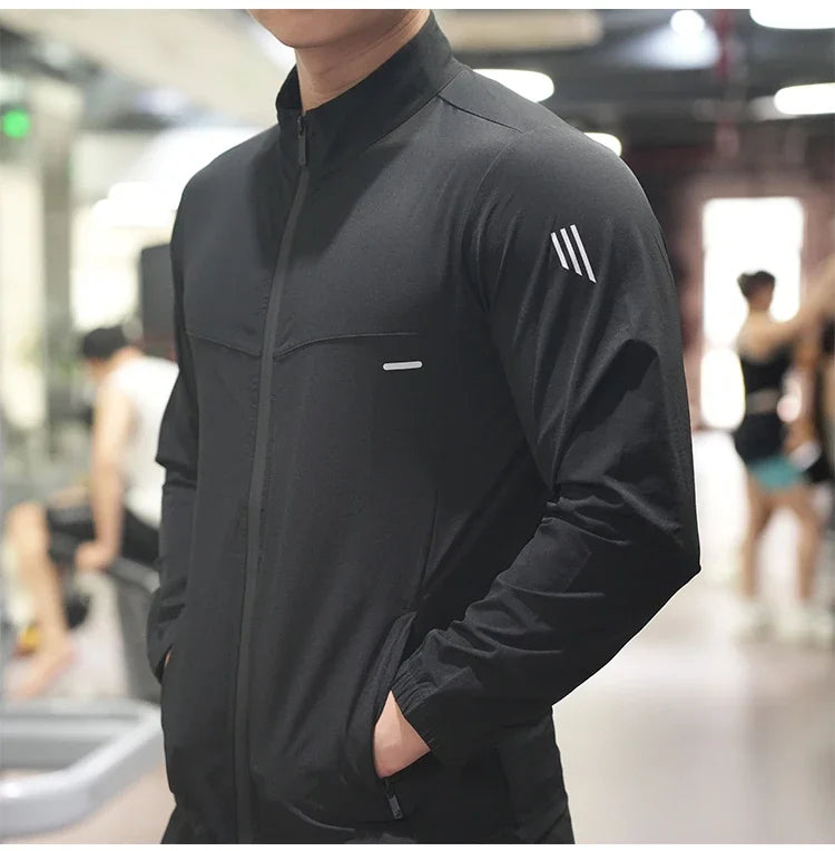 Men's Ice Silk Thin Sports Running Coat  Fitness  Jacket