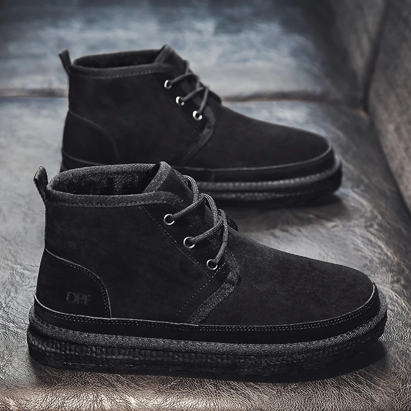 Men's Winter Snow Boots - Waterproof Fur-Lined Chelsea Boots