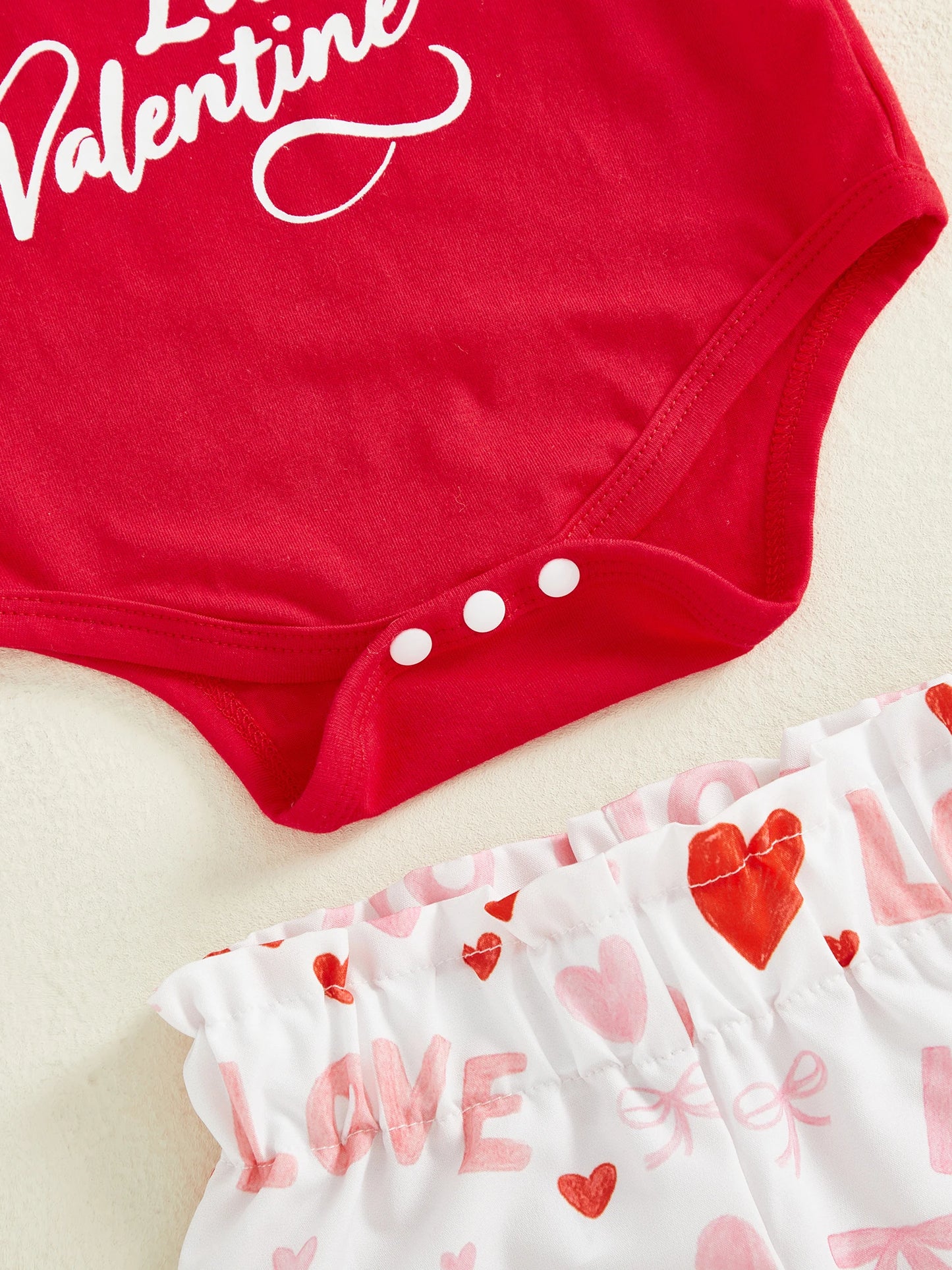 Baby Girls Valentine's Day 3-Piece Outfit Set - Ruffle Romper, Pants & Headband