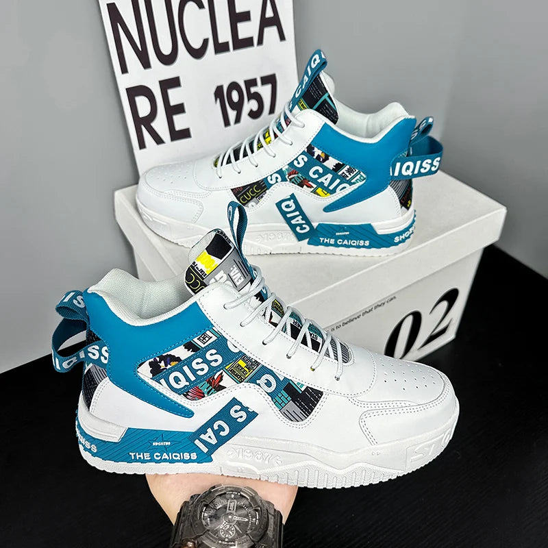 Platform Vulcanized High-Top Sneakers - Unisex Sports Shoes