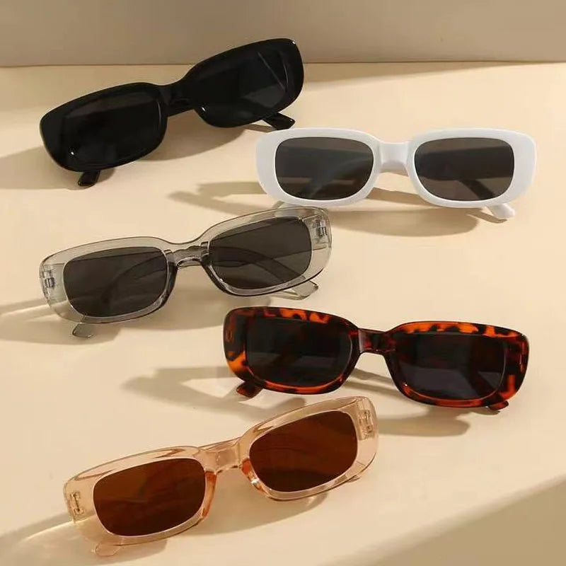5 Pack Small Square Sunglasses Set - Black White Gray Tortoiseshell Plastic Frame UV400