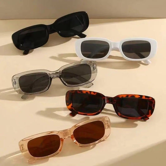 5 Pack Small Square Sunglasses Set - Black White Gray Tortoiseshell Plastic Frame UV400