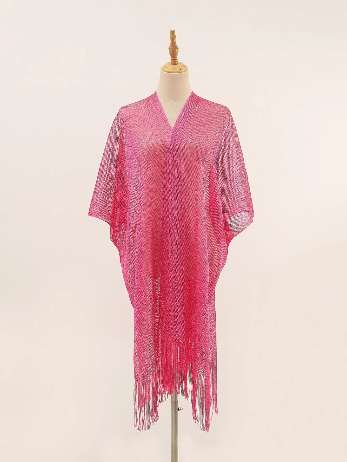 Women Swimsuit Cover Ups Shawl-Collar Caftans Beach Tunic Dress Robe Solid Tassel Pareo Beach Cover-ups