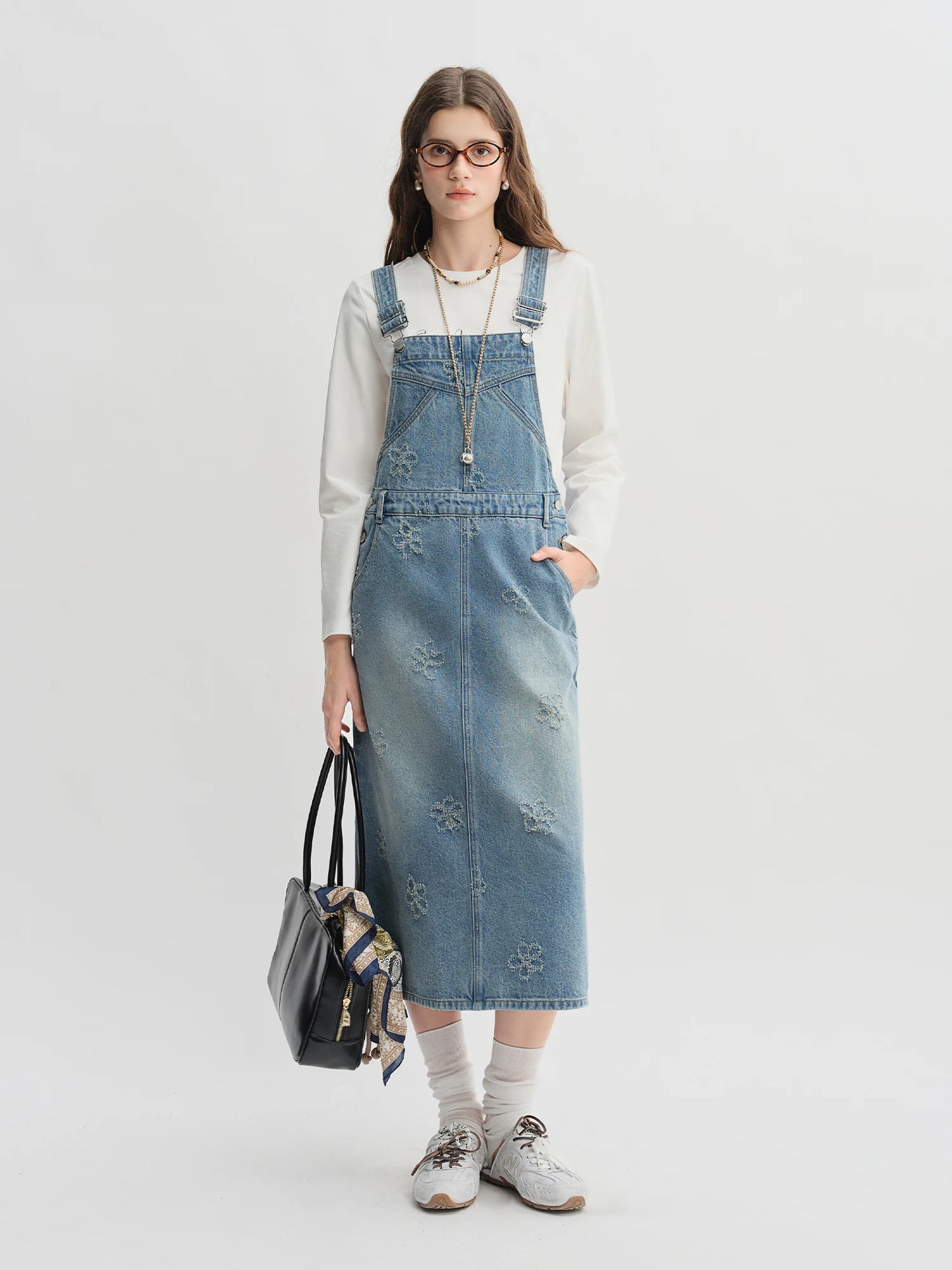Women's Fringed Denim Jacket & Suspender Skirt Set