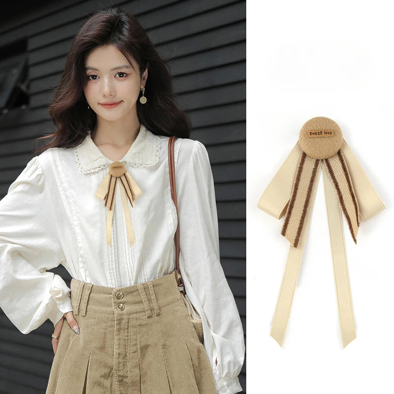 Retro Bow Brooch Pin - Sweet College Style Accessory