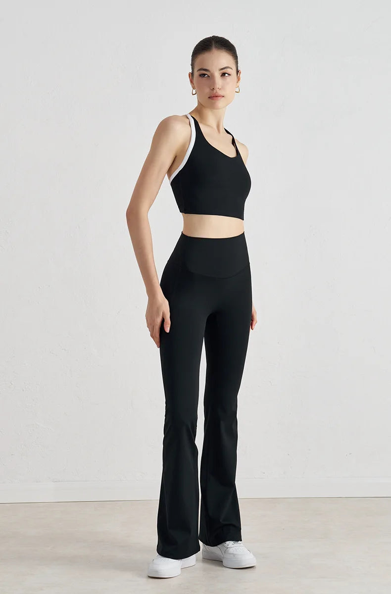 Two-Tone Nylon Sports Bra - Removable Chest Pad