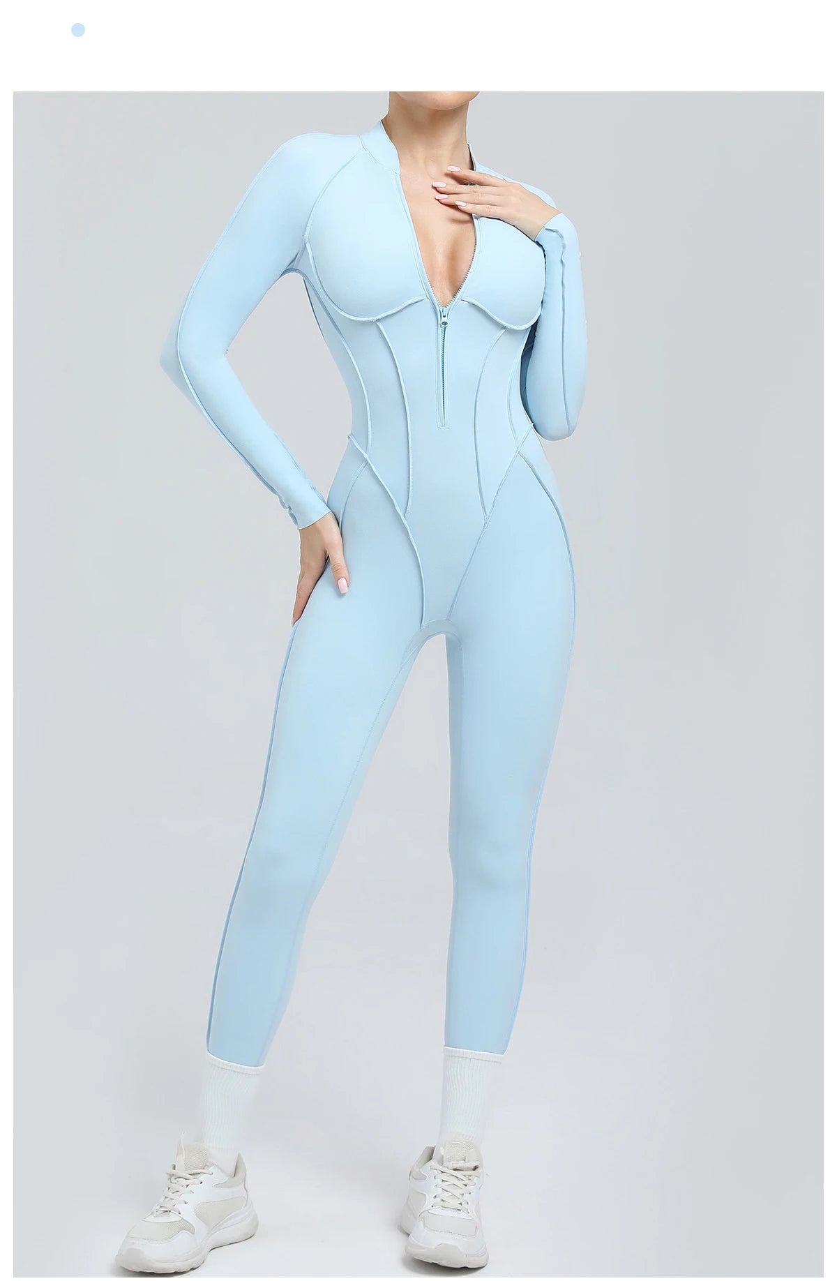 Nylon Jumpsuit - Yoga Fitness Bodysuit with Zipper