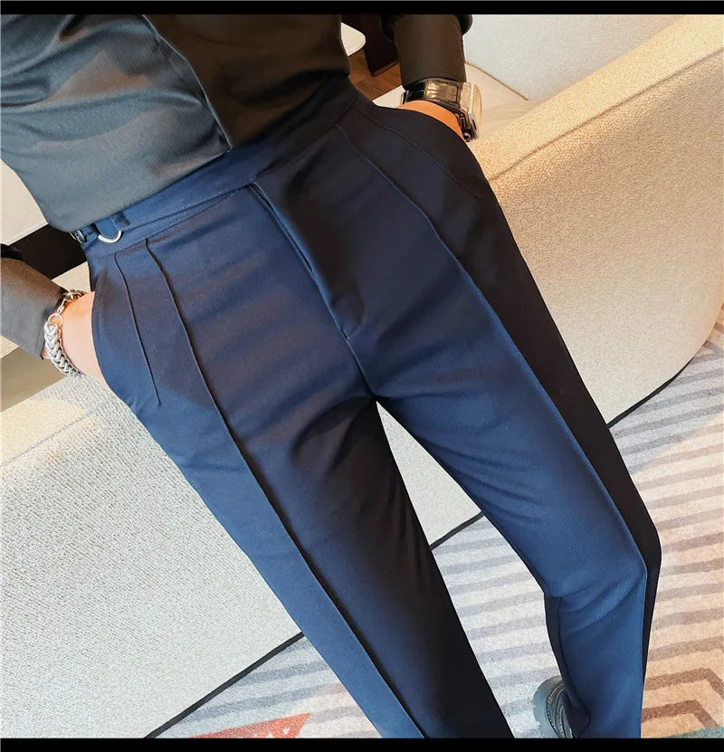 Men's British Style Slim Fit Smart Casual Trousers