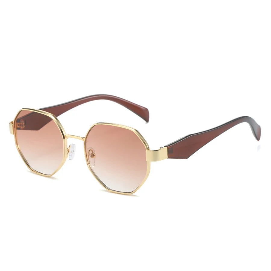 Retro Polygonal Metal Frame Sunglasses UV400