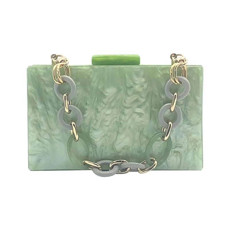 Women's Green Acrylic Crossbody Bag - Luxury Designer Clutch Shoulder Bag