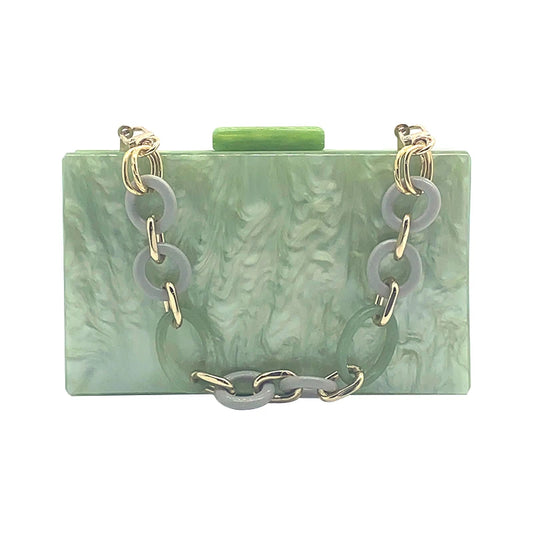 Women's Green Acrylic Crossbody Bag - Luxury Designer Clutch Shoulder Bag