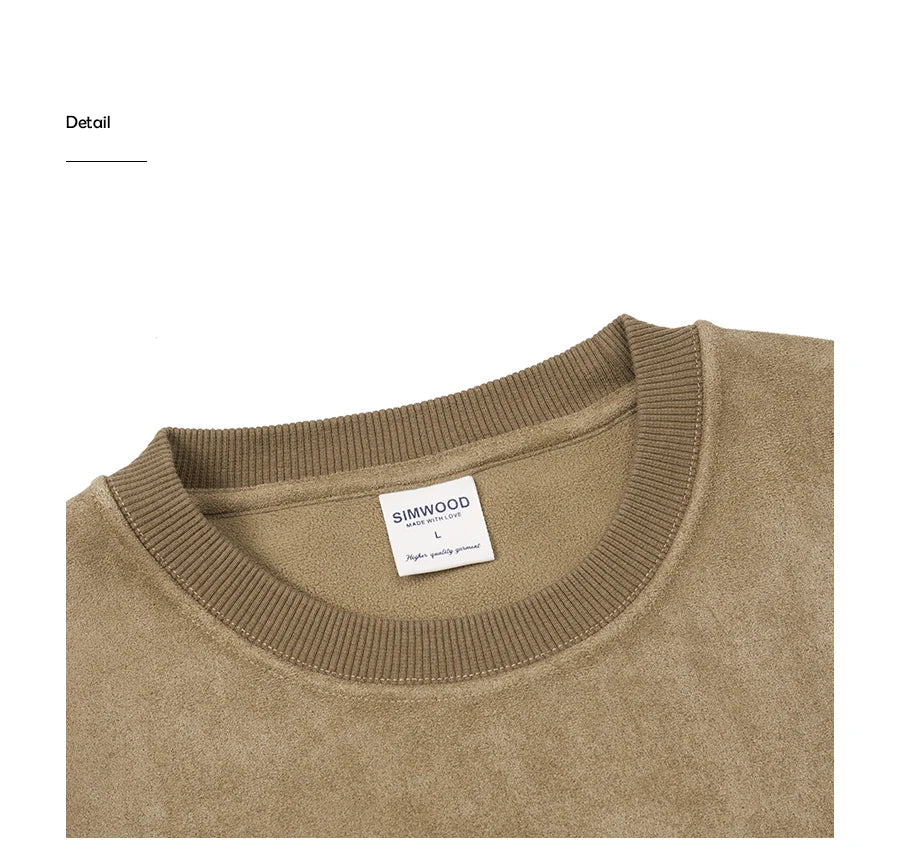 Men's 420gsm Suede Fabric Warm Fleece Lining Sweatshirt