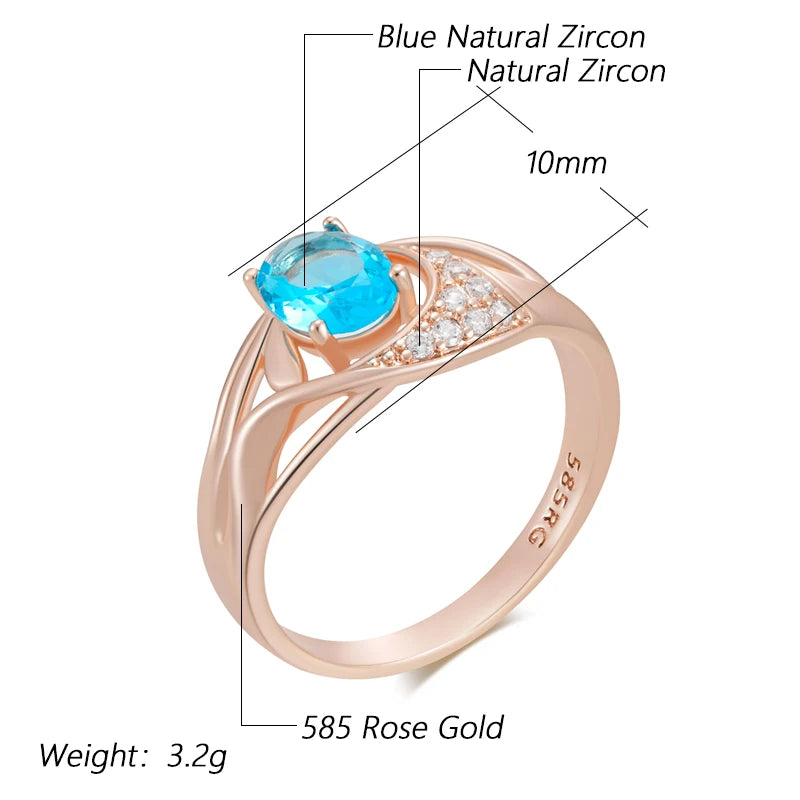 Dazzling Blue Zircon Wedding Ring - Rose Gold
