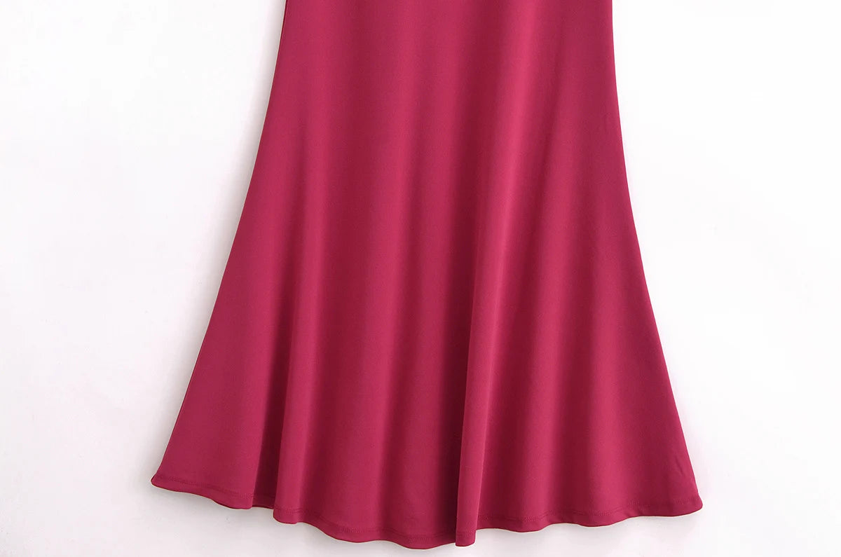 Women's Elegant Sleeveless Maxi Dress - Slim Fit with Folded Collar