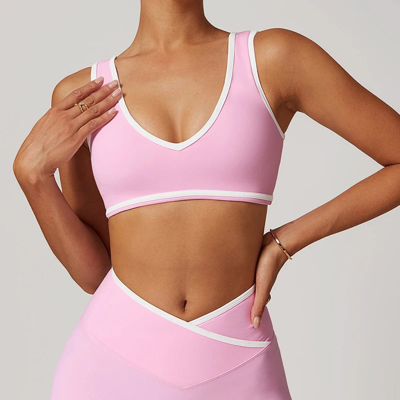 Women’s Casual Yoga Top Running Underwear Breathable Workout Brassiere Fitness Quick-Dry Gym Push up Sports Bra