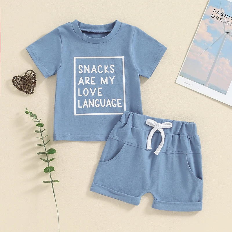 Summer Baby Boys Casual Letter Print Outfit Set - 2-Piece T-Shirt & Shorts (0-3Y)